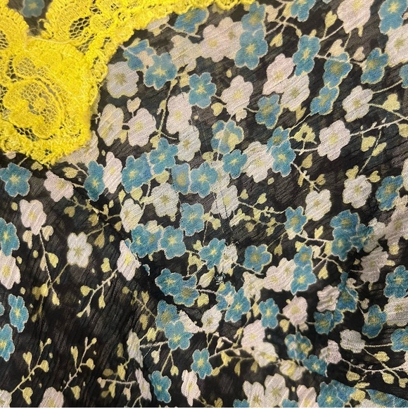 Vintage Express Design Studios Y2K 100% silk green lace floral tank size small - Picture 6 of 7